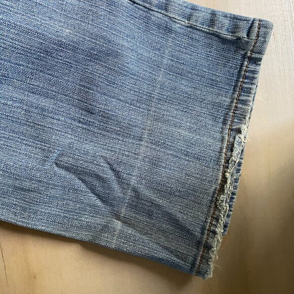 Express X2 Denim low rise light wash flared distressed jeans 10 Y2K cotton - Picture 5 of 15